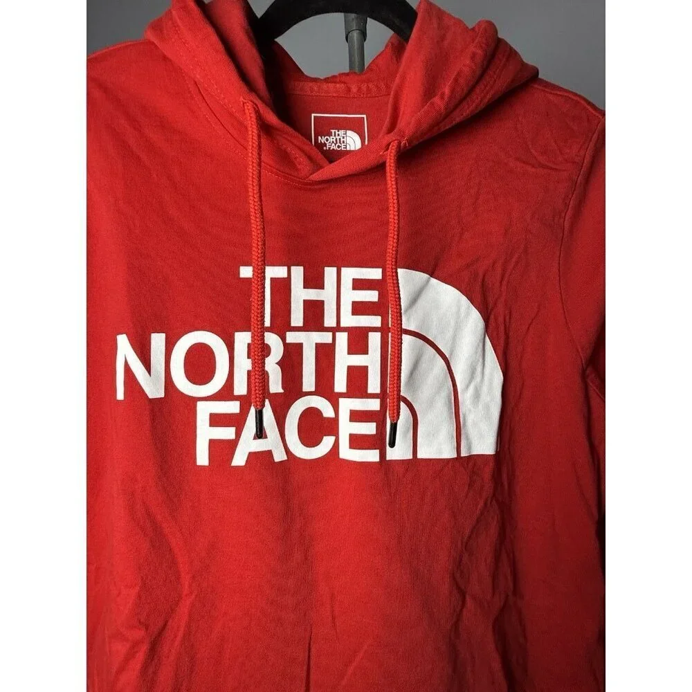 The North Face Women Med Red Long Sleeve Hooded Shirt With Logo